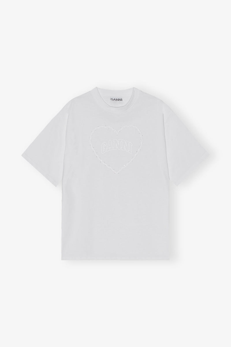 Ganni Heavy Cotton Drop Shoulder Heart T-shirt