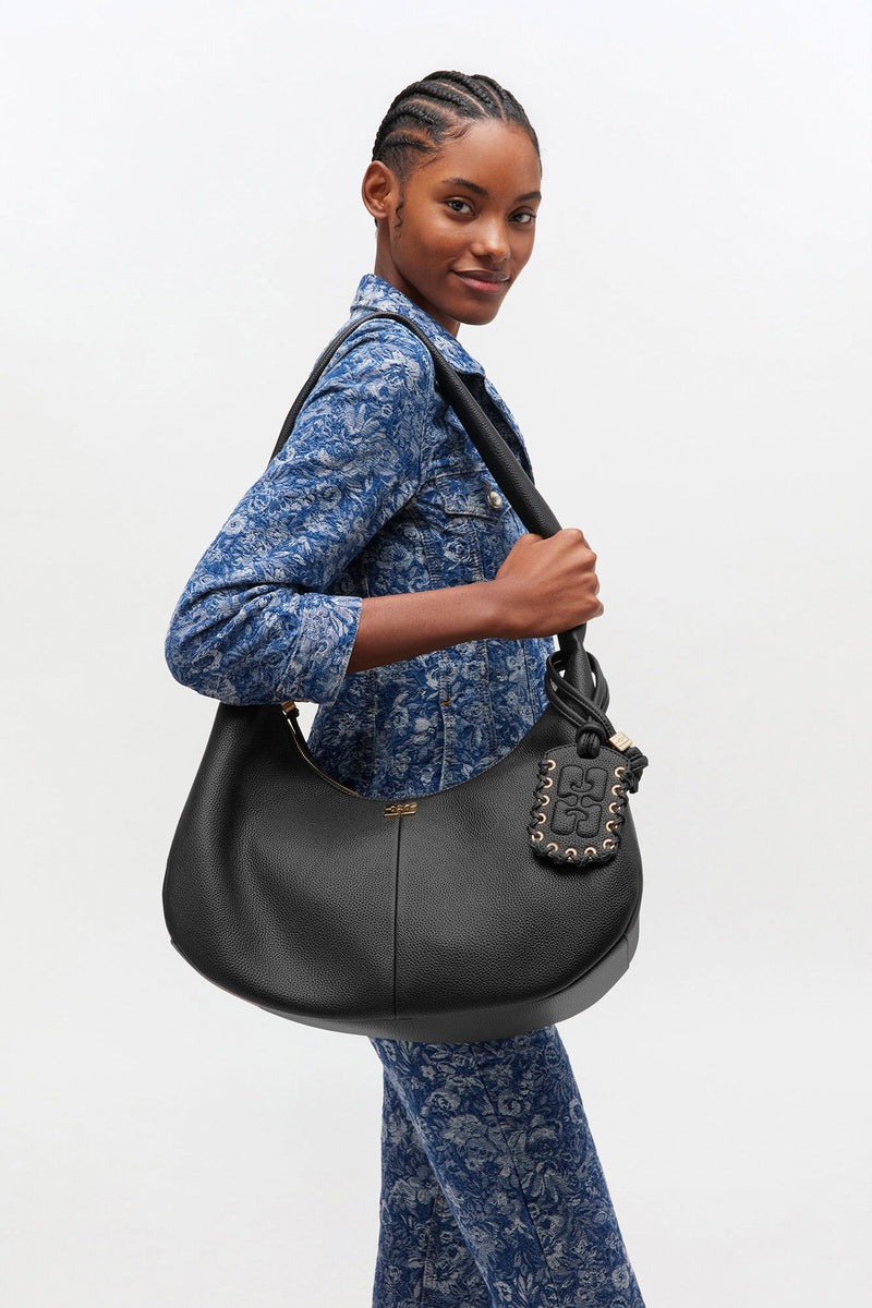 Ganni Hobo Medium Grained Black