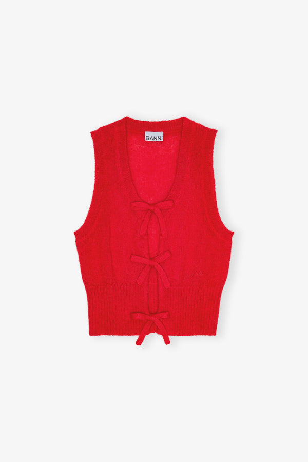 Ganni Light Mohair Tie String Vest Racing Red