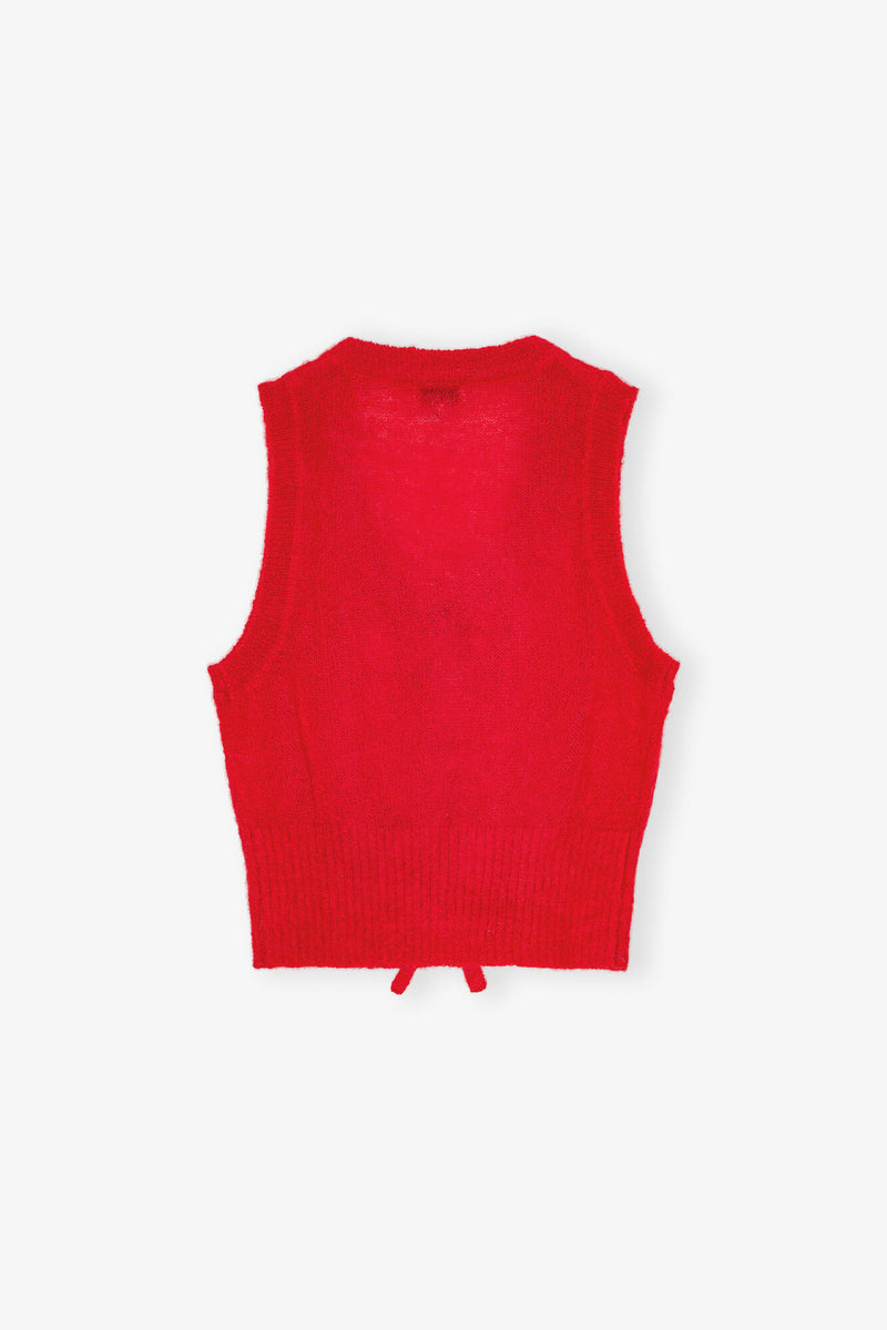 Ganni Light Mohair Tie String Vest Racing Red