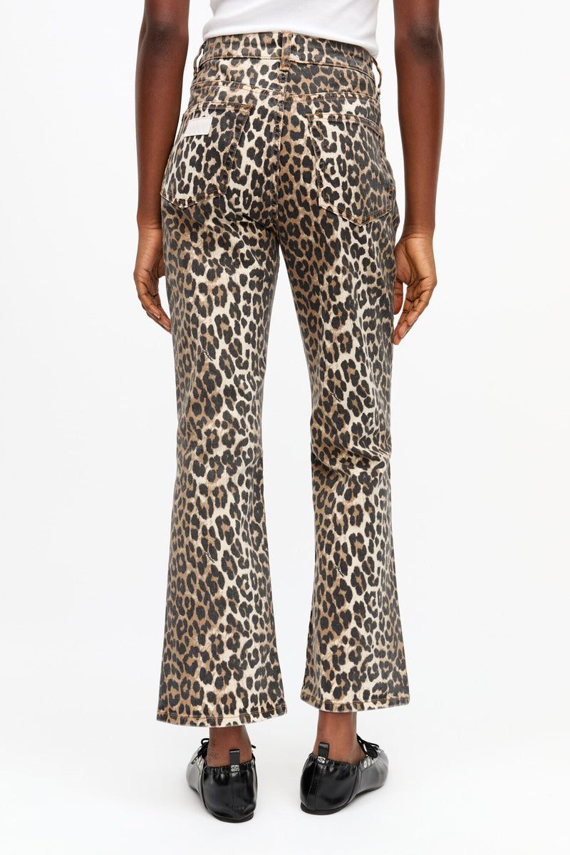Ganni Print Denim Betzy Cropped Leopard