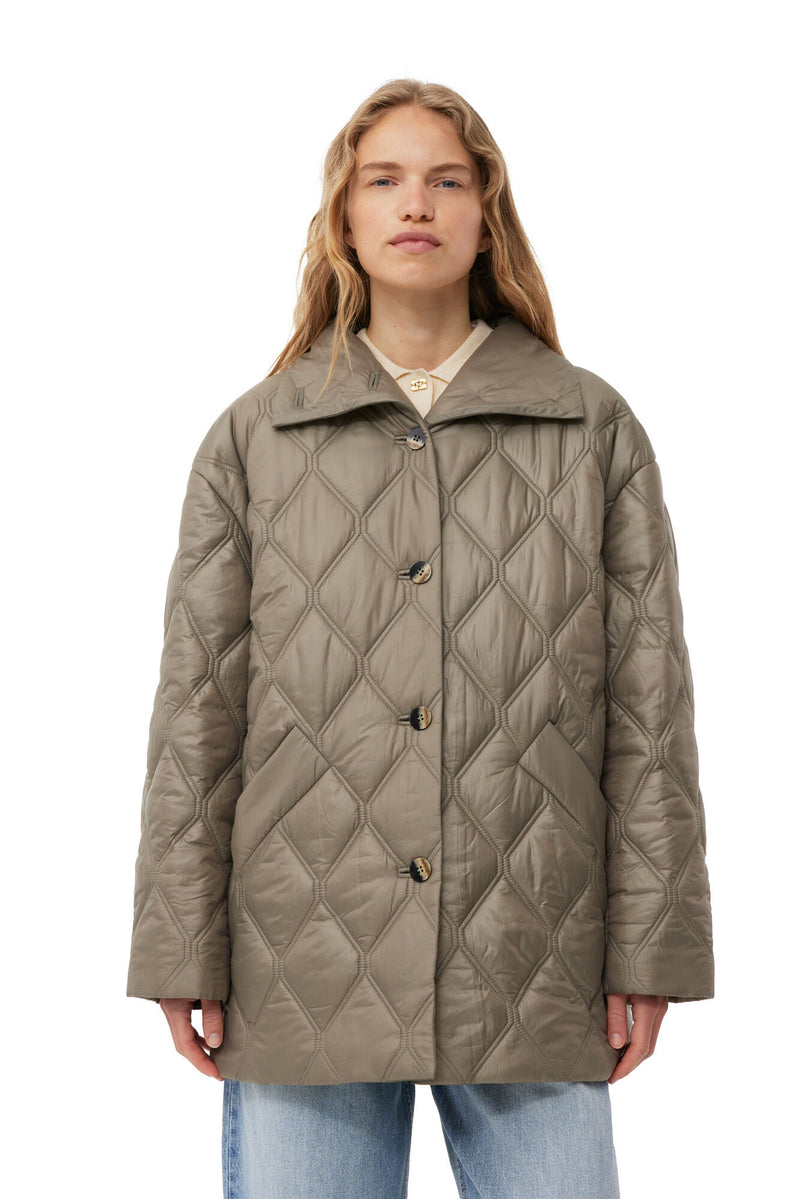 Ganni Shiny Quilt Jacket Fallen Rock