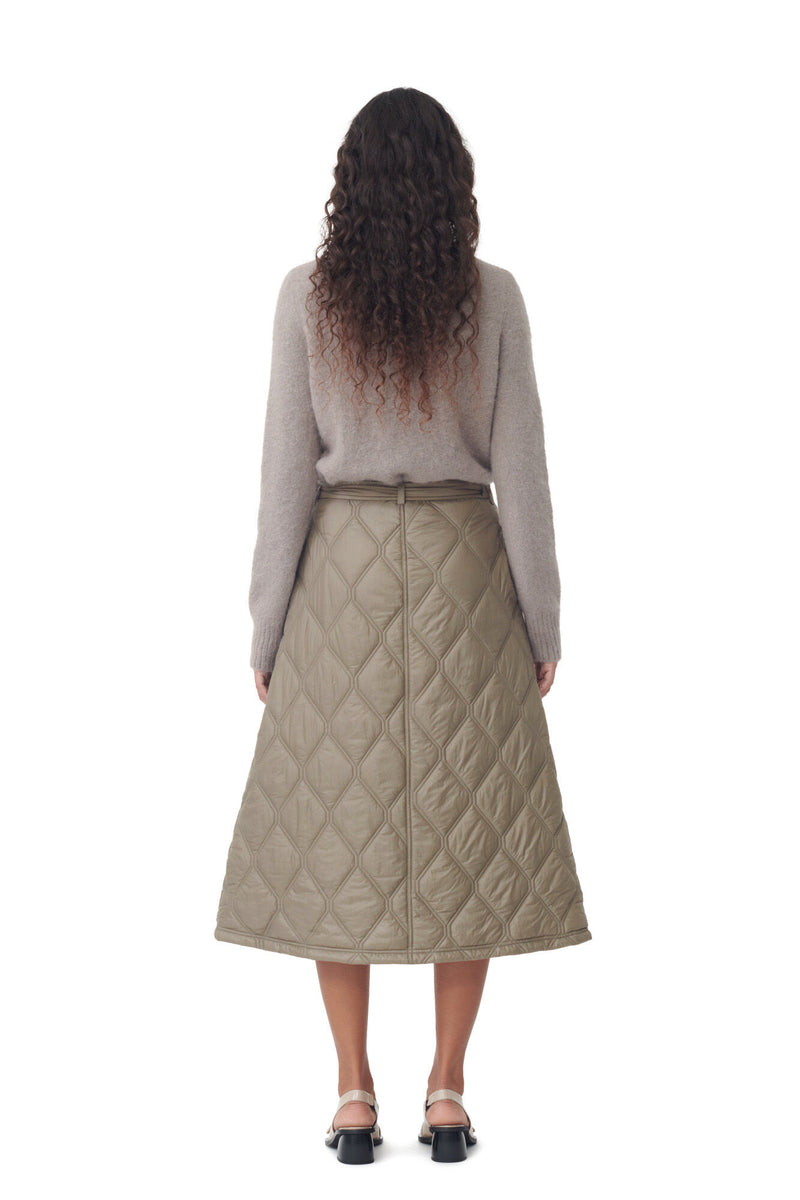 Ganni Shiny Quilt Midi Skirt Fallen Rock