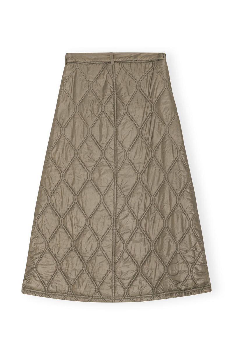 Ganni Shiny Quilt Midi Skirt Fallen Rock