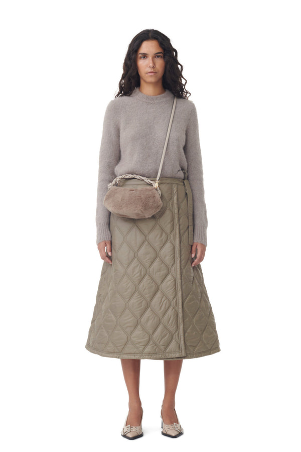 Ganni Shiny Quilt Midi Skirt Fallen Rock