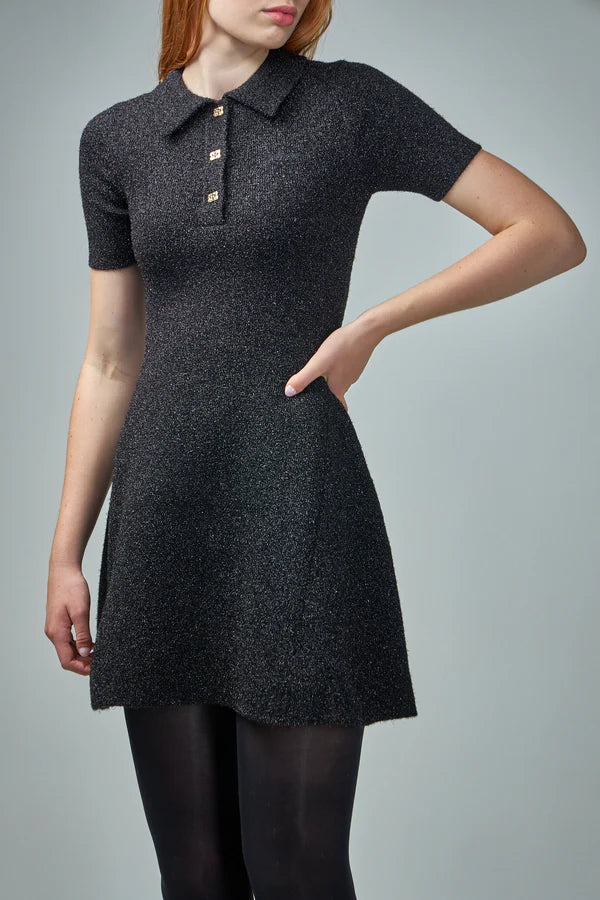 Ganni Sparkle Doubleface Mini Dress Black