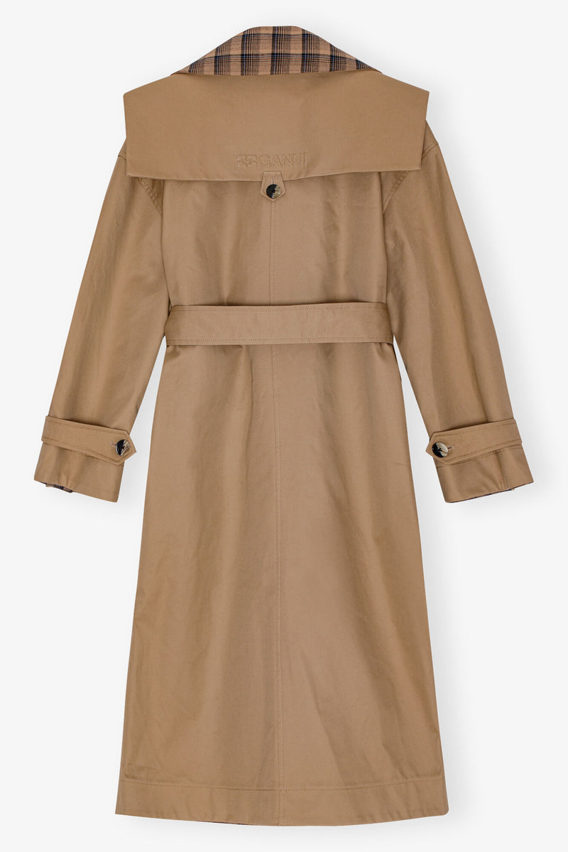 Ganni Bonded Cotton Oversized Coat Tiger's Eye