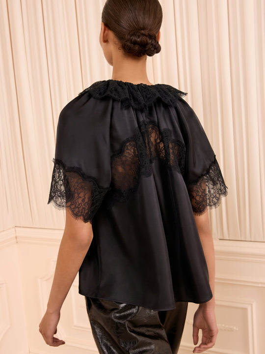 Ulla Johnson Nina Short Sleeve Silk Blouse - Noir
