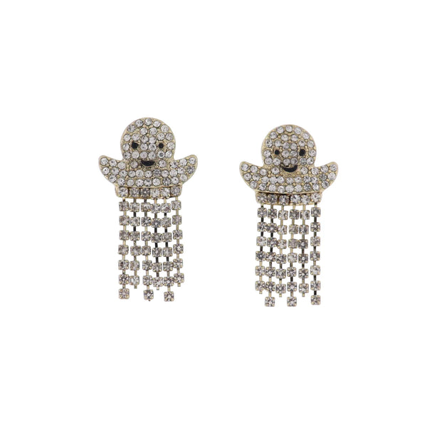 Jane Marie Ghost with Clear Crystal Fringe Earring