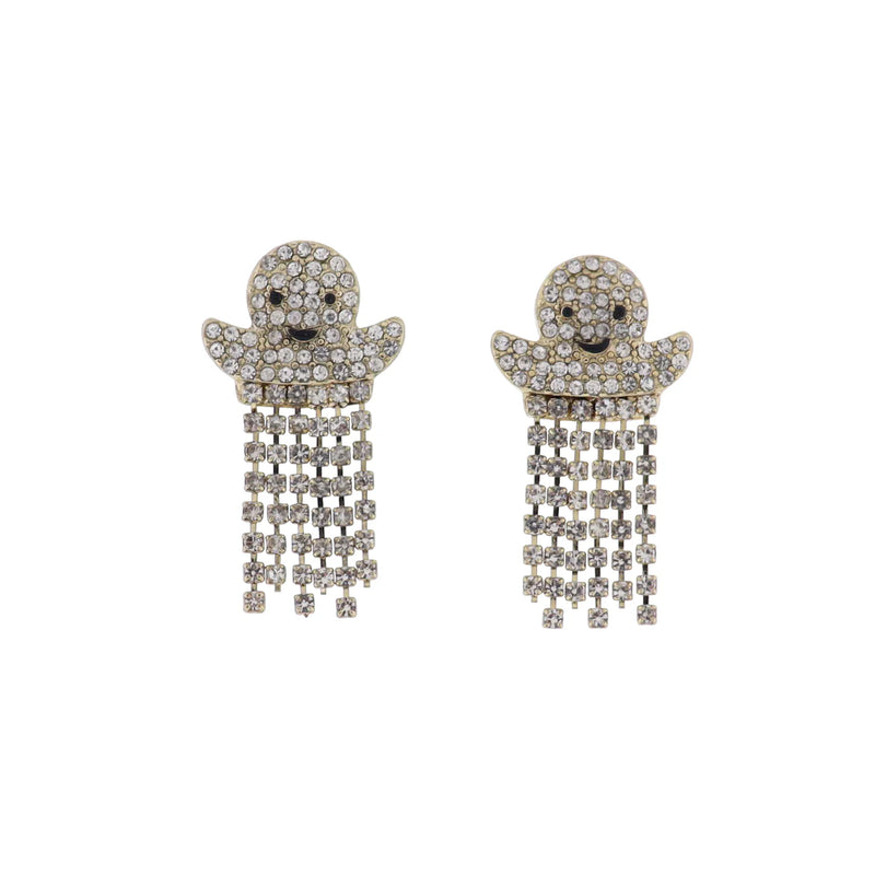 Jane Marie Ghost with Clear Crystal Fringe Earring