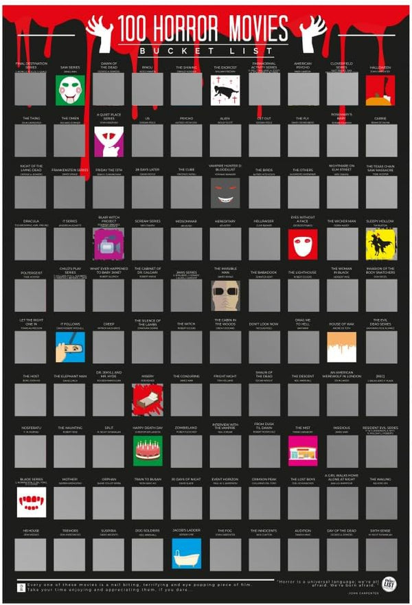 Gift Republic Bucket List - Horror Movies Scratch Poster