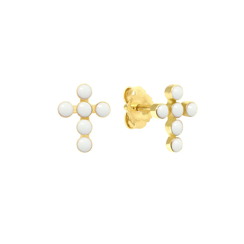 Gigi Clozeau Pearled Cross Earrings