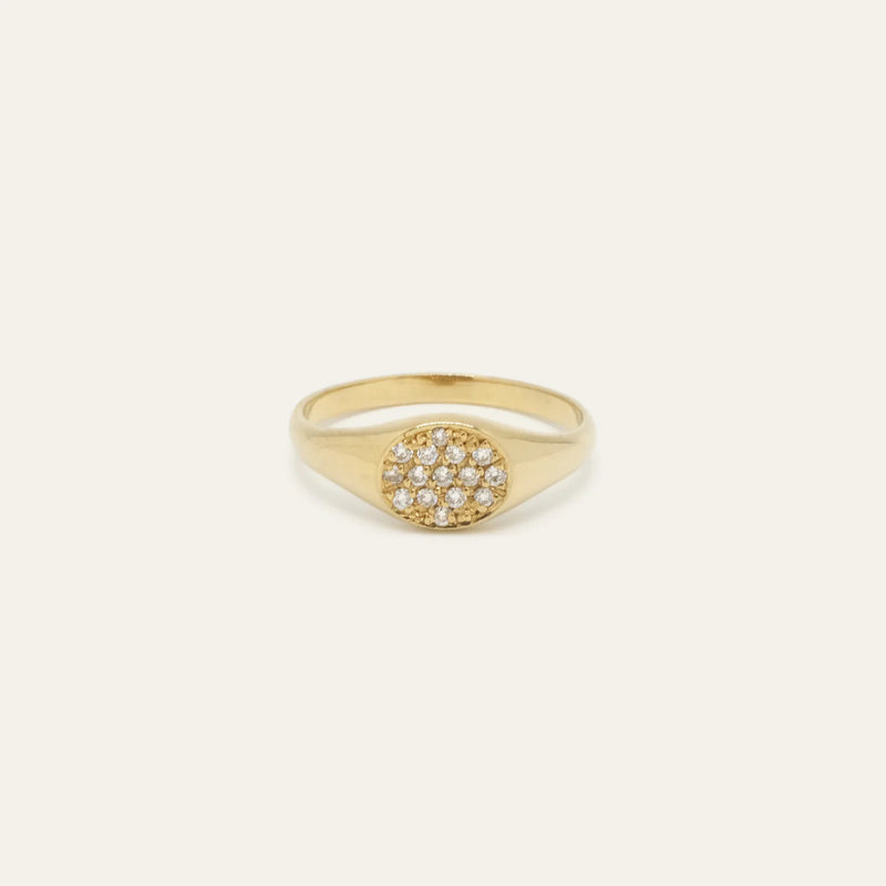 Gjenmi Jewelry Baby Signet Pave Ring White Diamond