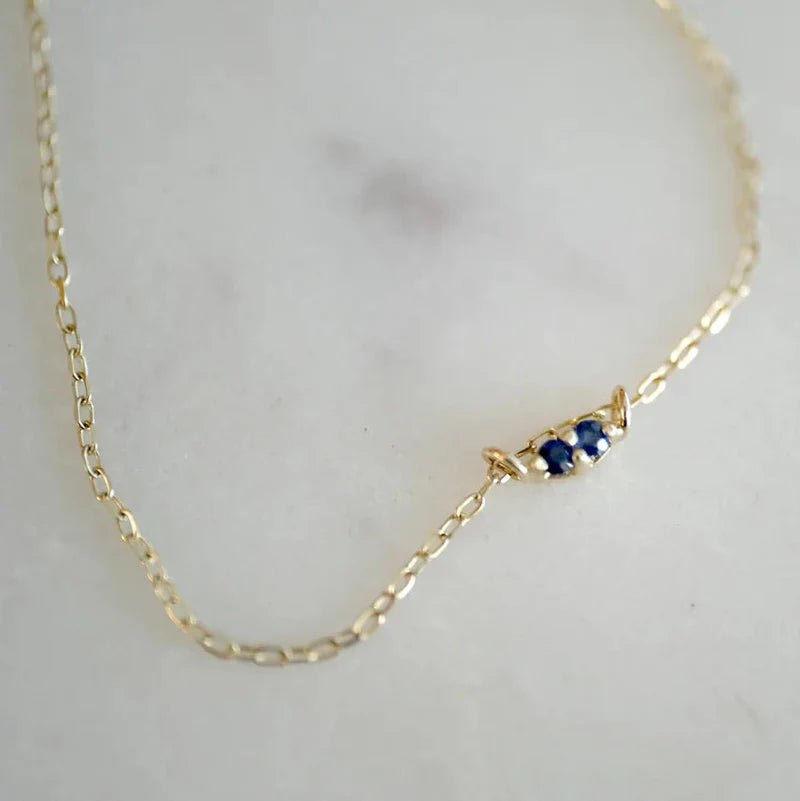 Gjenmi Jewelry Twin Necklace Blue Sapphire/16"