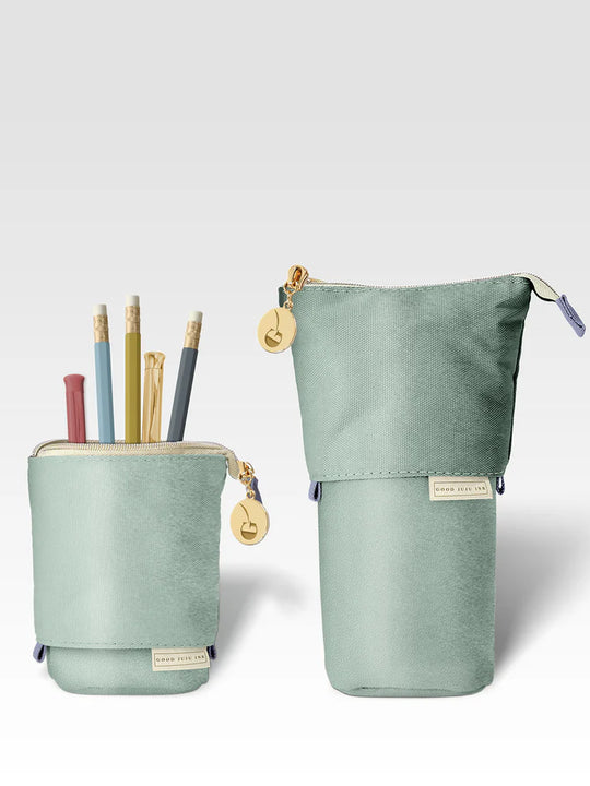 Good Juju Ink Luxe Standing Pencil Pouch - Metallic Seafoam Green