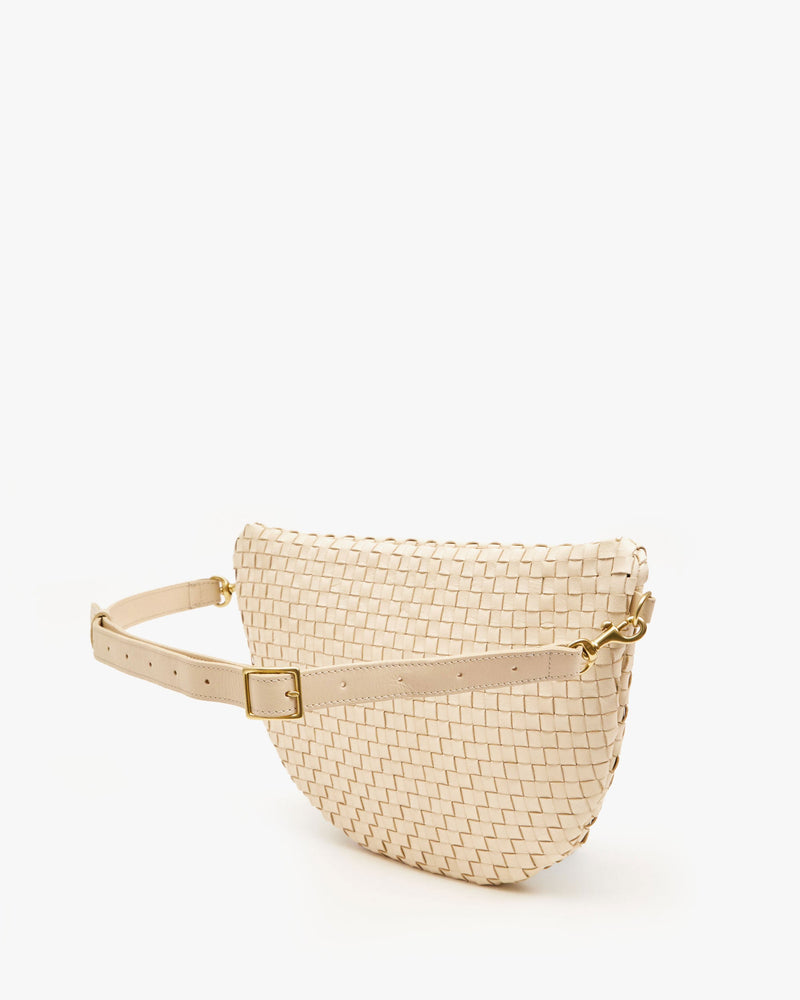 Clare V. Grande Fanny Woven Checker Cream