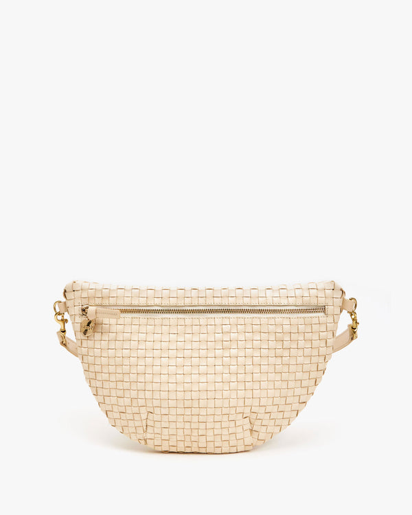 Clare V. Grande Fanny Woven Checker Cream