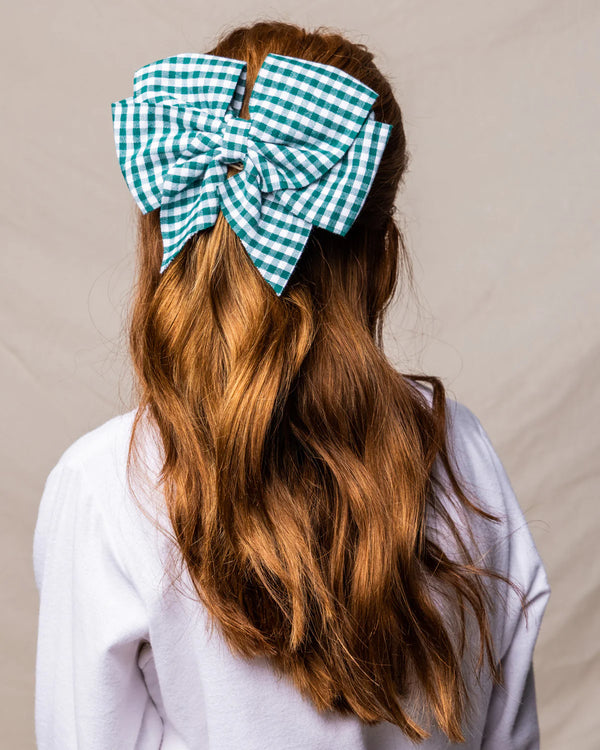 Petite Plume Green Gingham Hair Bows