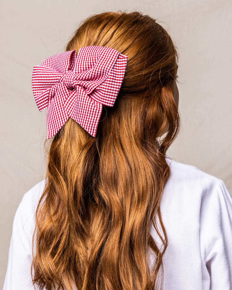 Petite Plume Red Mini Gingham Hair Bows