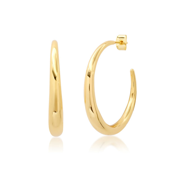 Tai Medium gold hoop earrings - 38mm, Width: 5.5mm