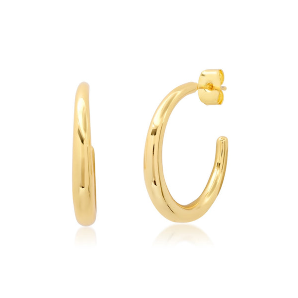 Tai Small plain gold hoop earrings - 24.7mm, Width: 3.7mm