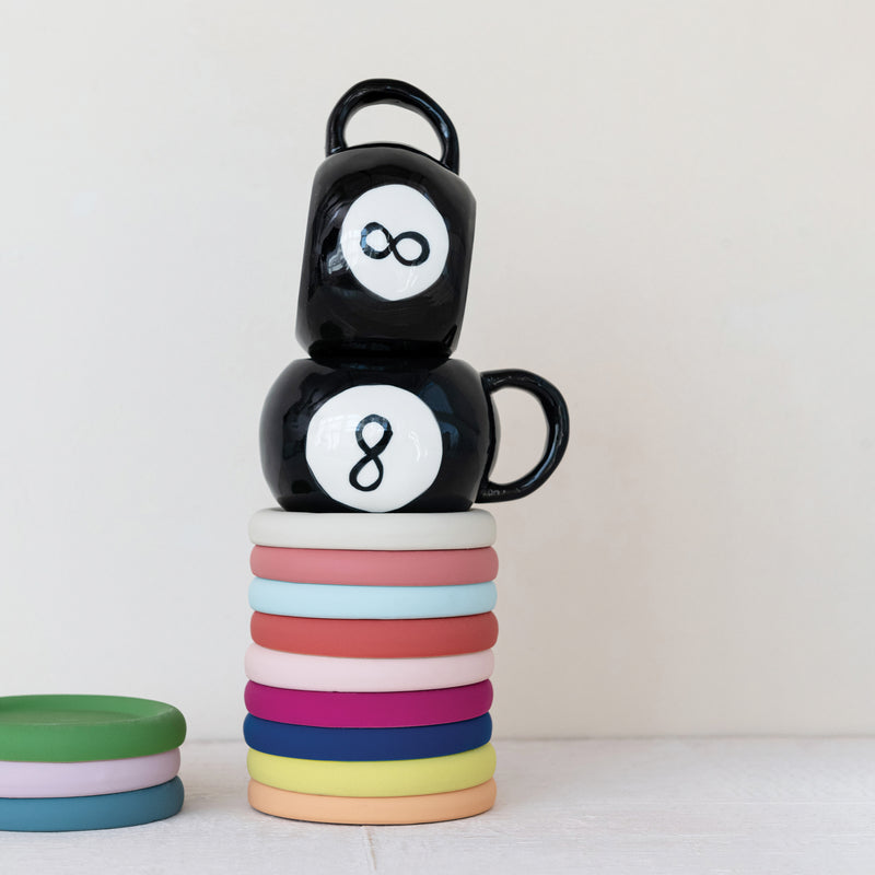 Hazel Mazel Round Stoneware Coasters, Latex Finish