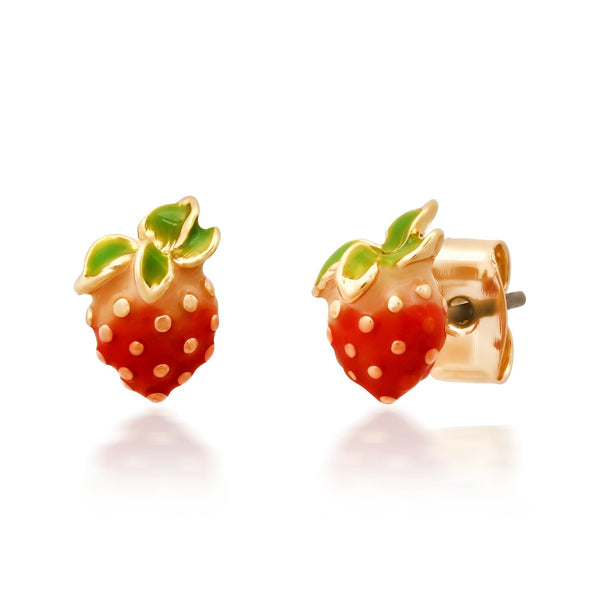Tai Strawberry post earrings with enamel detailing