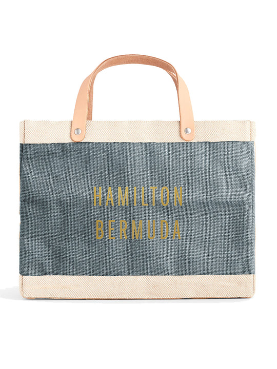Petite Market Bag in Cool Gray Hamilton Bermuda (gold)