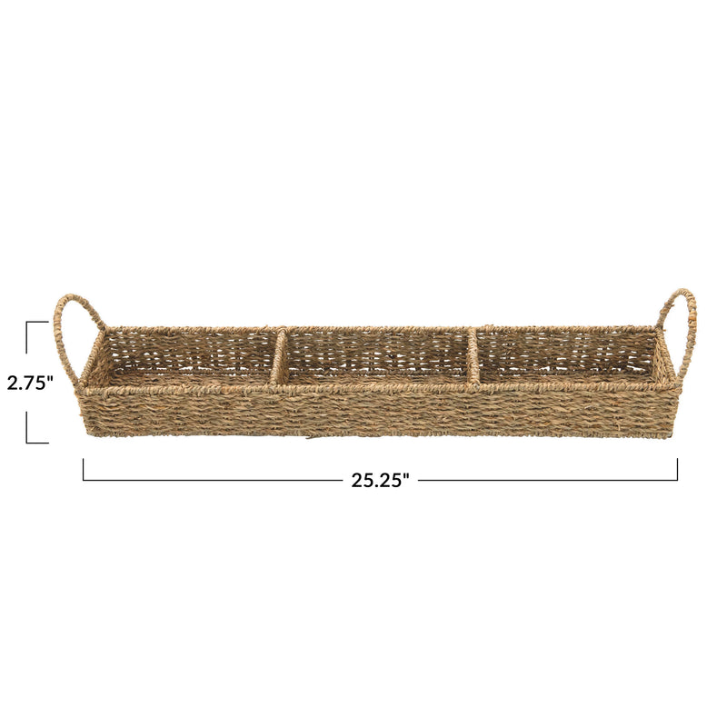 Hand-Woven Seagrass Tray with 3 Sections