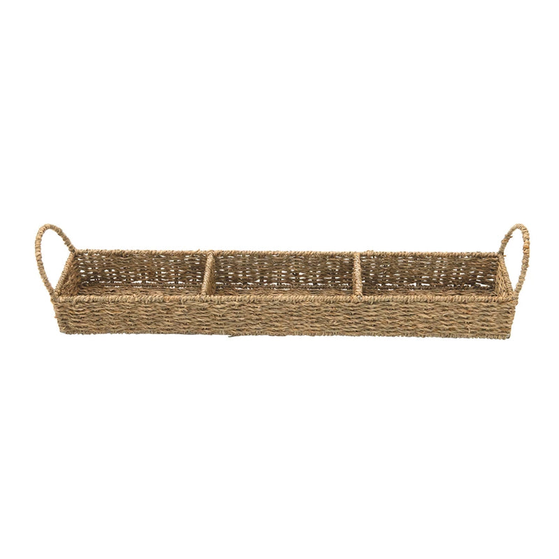 Hand-Woven Seagrass Tray with 3 Sections