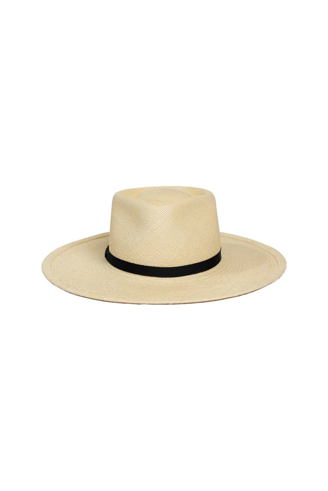 Hat Attack Lulu Panama Hat -Natural/Black Ribbon Trim