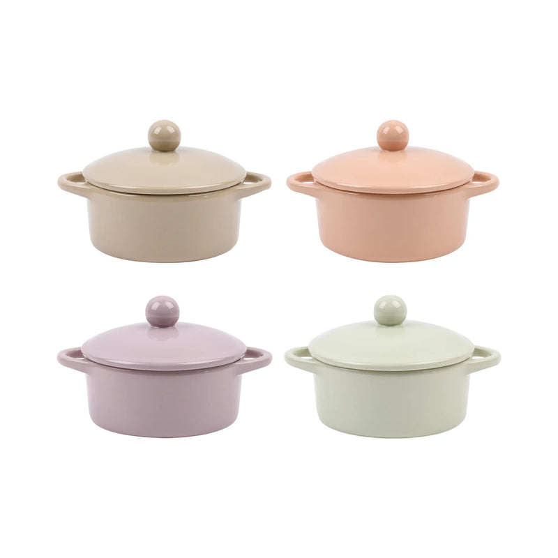 Hazel Mazel 6-1/2"Lx5"W x 4"H Stoneware Baker W Ball Handle