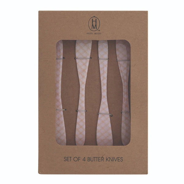 Hazel Mazel  Enameled Stainless Steel Canape Knives w Patterns