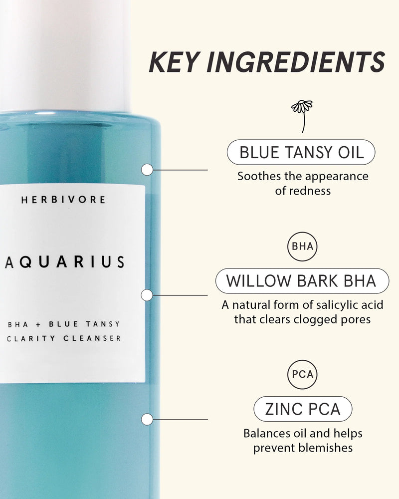 Herbivore AQUARIUS BHA + Blue Tansy Clarity Cleanser - 100 mL