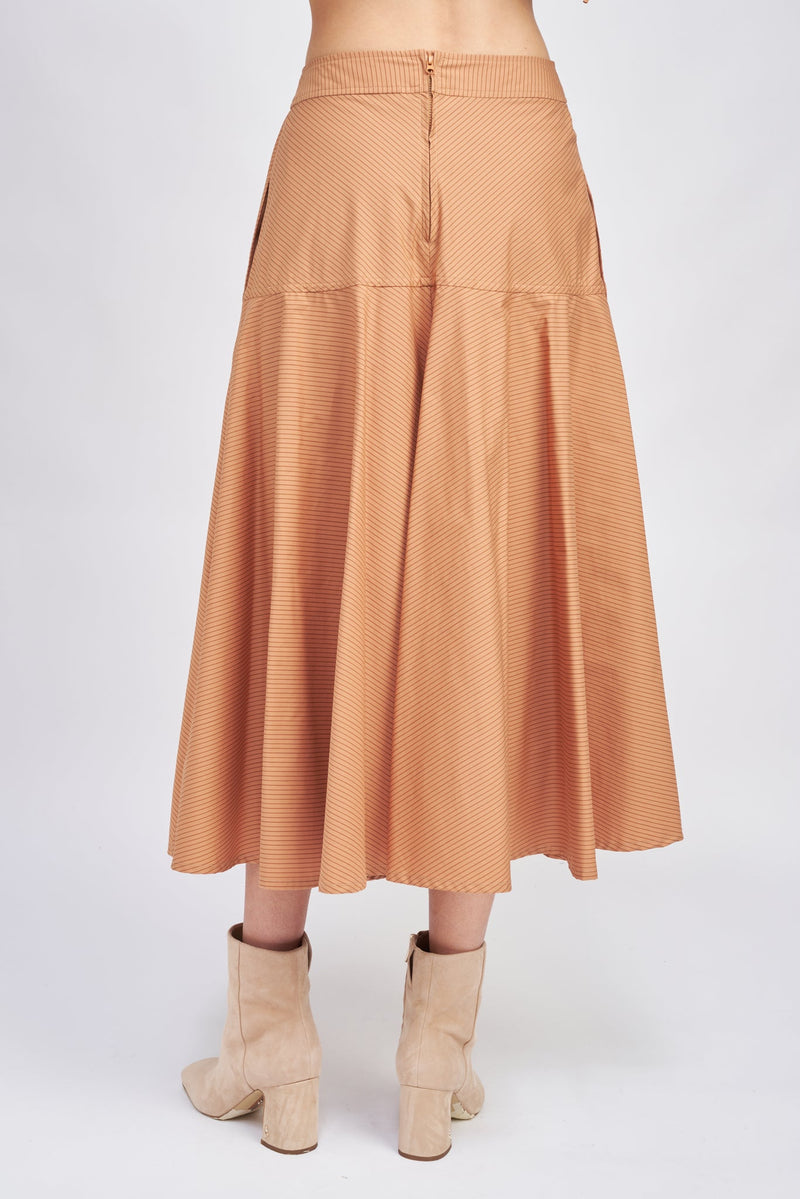 En saison Pinstripe Poplin Flare Skirt Cider