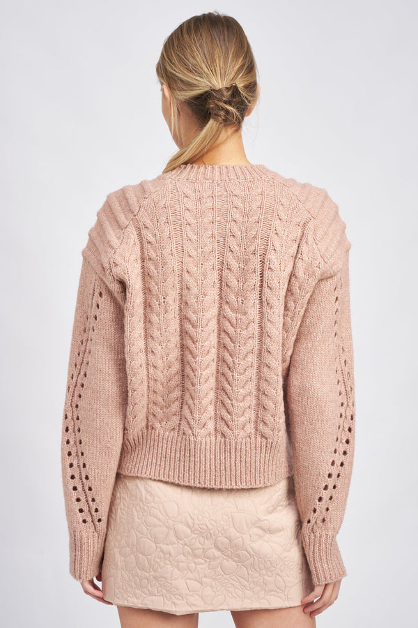 En Saison Cable Knit Sweater Peach Pink
