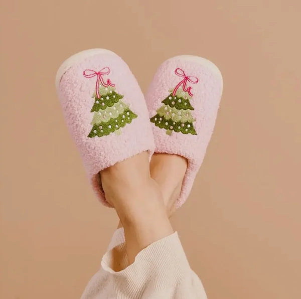 The Darling Effect Fuzzy Slippers-Twinkling Trees