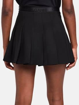 Ganni Light Twill Pleated Mini Skirt Black