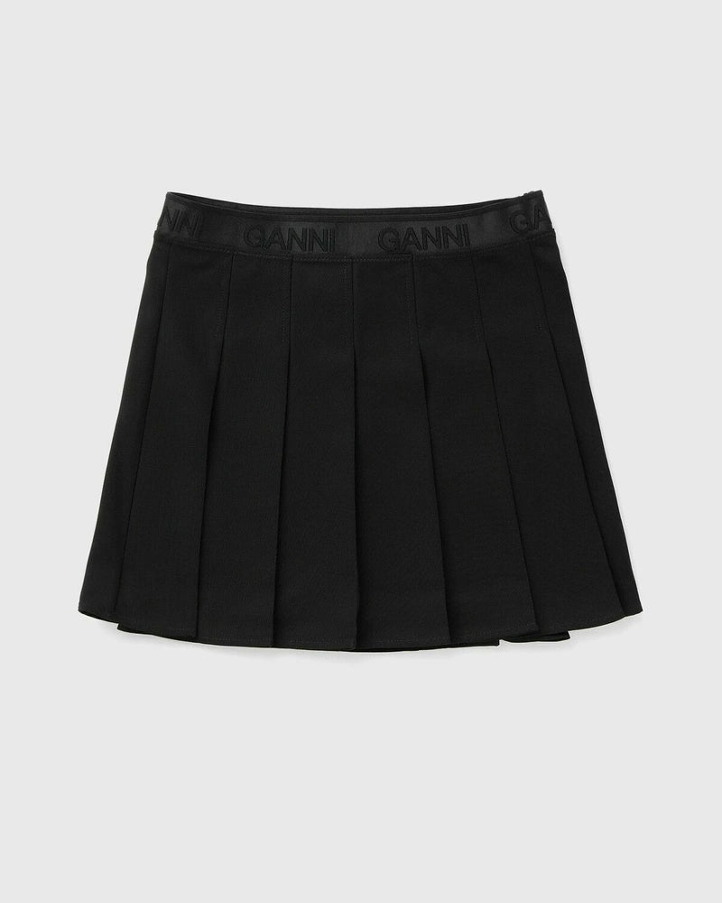 Ganni Light Twill Pleated Mini Skirt Black