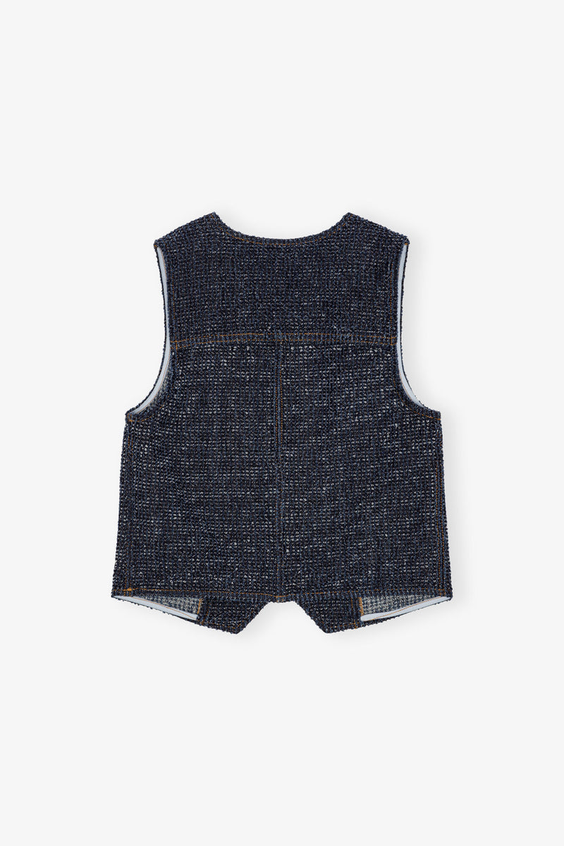 Ganni Fluffy Denim Waistcoat Rinse