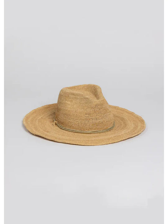 Hat Attack Raffia Crochet Continental-Natural/Tan Wrap