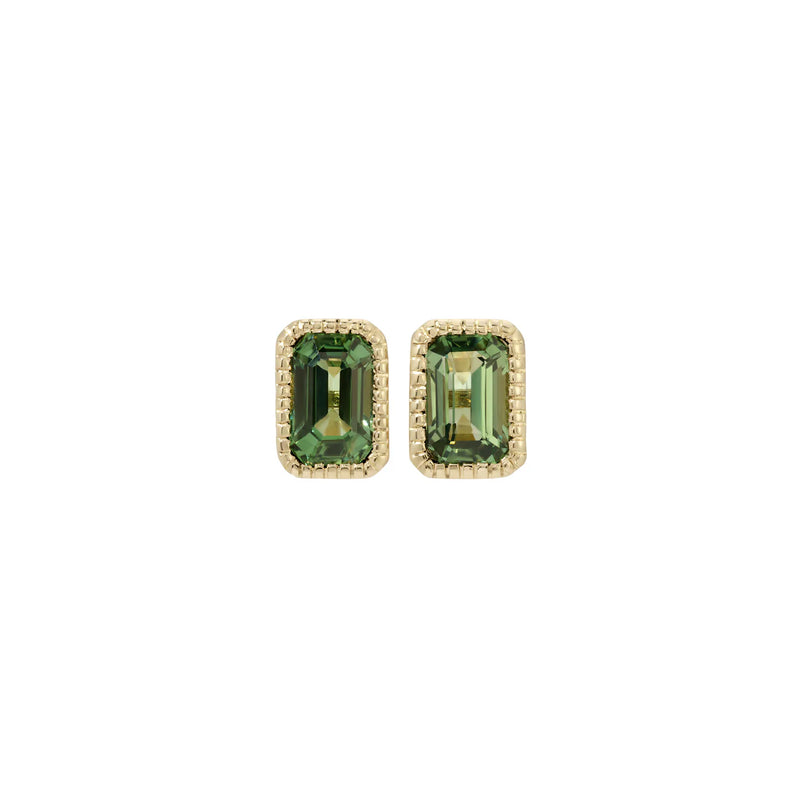 Jennie Kwon Designs Emerald Cut Green Sapphire Wisp Earrings
