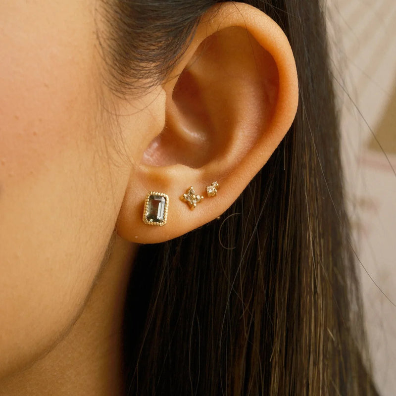 Jennie Kwon Designs Emerald Cut Green Sapphire Wisp Earrings