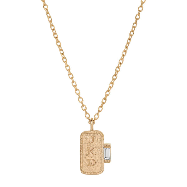 Jennie Kwon Designs Rectangle Baguette Signet Necklace 16"