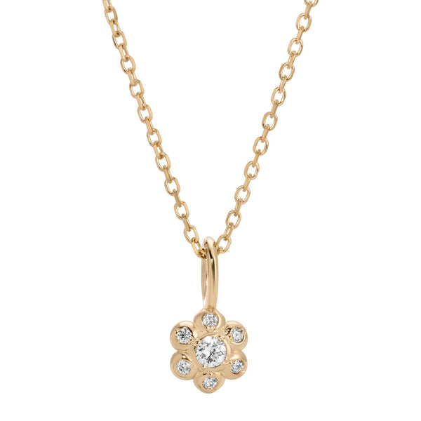 Jennie Kwon Designs White Diamond Flower Necklace 16"