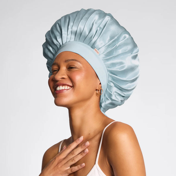 Kit.Sch Adjustable Oversized Satin Bonnet- Haze Blue