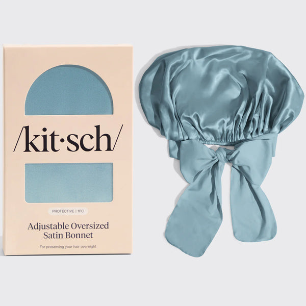 Kit.Sch Adjustable Oversized Satin Bonnet- Haze Blue