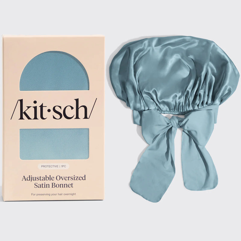 Kit.Sch Adjustable Oversized Satin Bonnet- Haze Blue