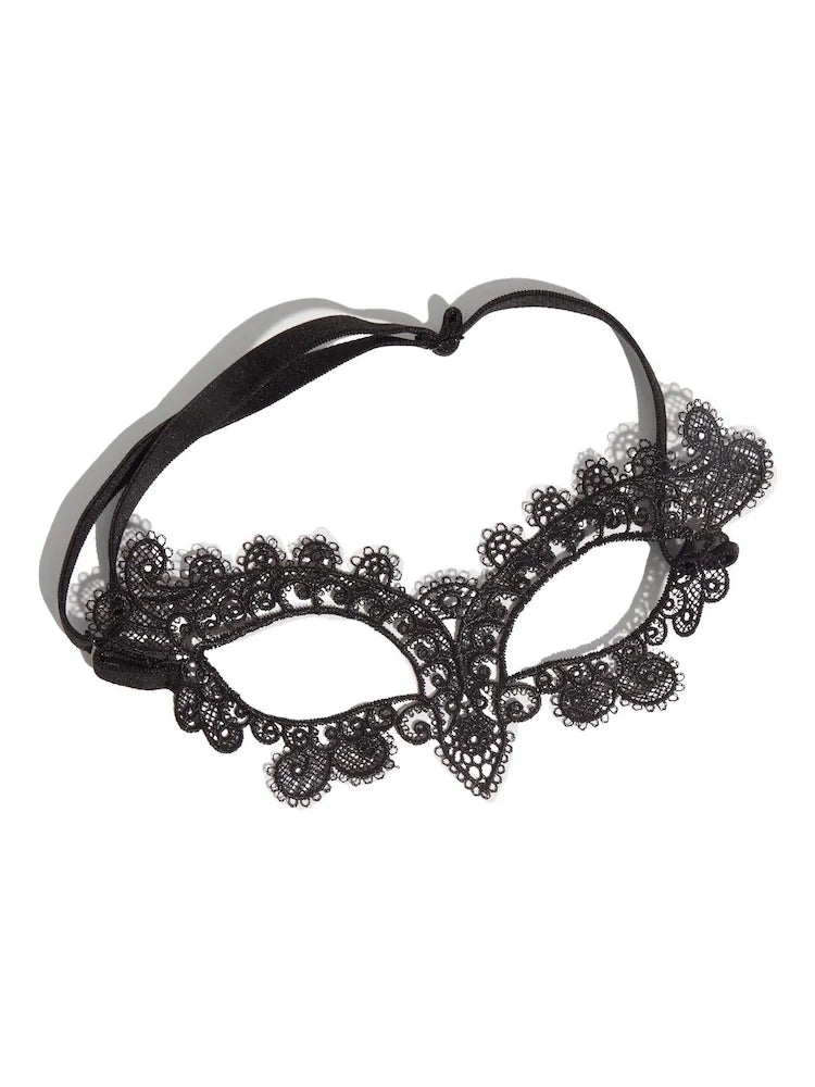 Kit.Sch Black Cat Lace Headband & Mask 2pc Set