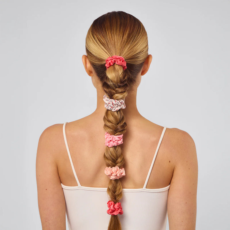 Kit.Sch Cherry Blossom Ruched Satin Scrunchies 5pc Set